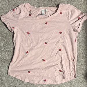 Pink Strawberry Print Women's Top